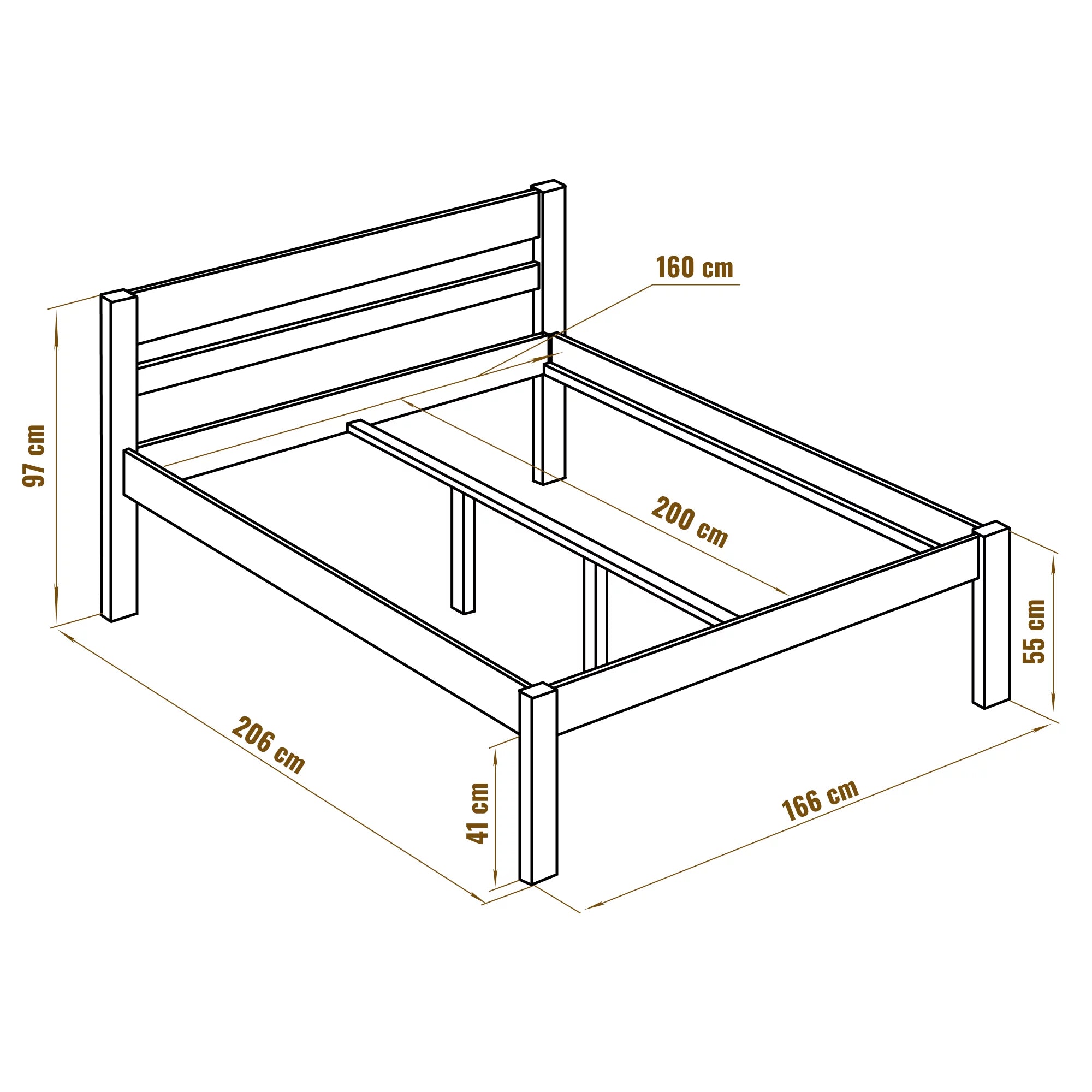 STRUTTURA LETTO MATRIMONIALE 160x200 EUR 90,00 - PicClick IT